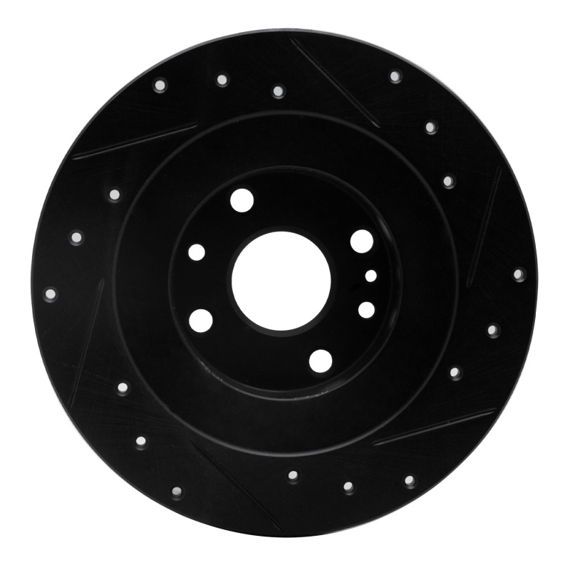 Mazda Miata Brake Rotor (1) - Rear Left - R1 Concepts - Drilled & Slotted - Black - `01-`05